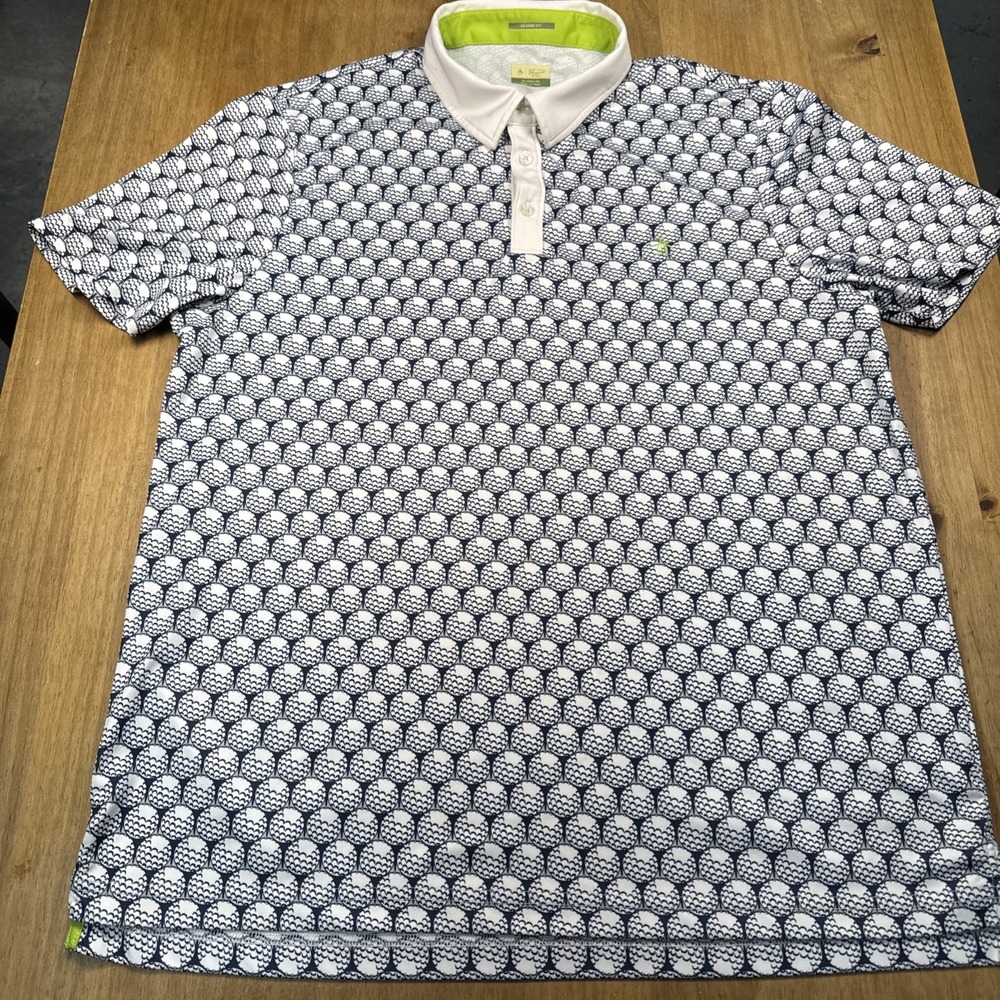 Penguin Munsingwear Short Sleeve Polo Golf Shirt Mens XL Blue Golf Ball Print - Picture 2 of 10